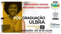 Prefeitura de Segredo incentiva Pós Graduação de Tecnologias Digitais aplicadas a Educação