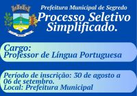Processo Seletivo Simplificado  Professor Língua Portuguesa